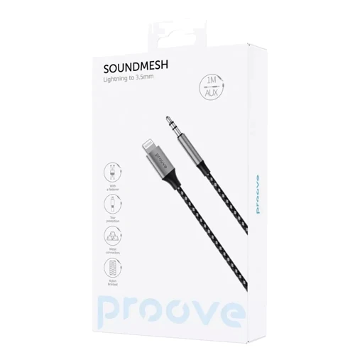 Кабель Proove Adapter Lightning для 3.5mm SoundMesh 1m Gray: Довжина 1 м