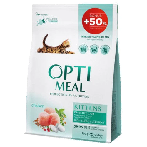 Сухой корм Optimeal Kittens для котят с курицей 200+100 6x0.3 кг (4820215362542)