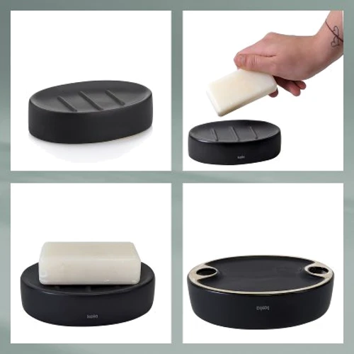 Мыльница KELA Matsi черная 12.5х8.5х3 см (23717)