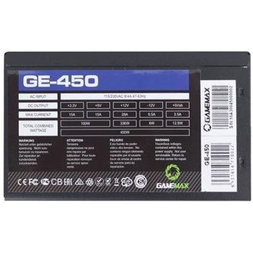 Блок питания GameMax GE-450: Модульные (съемные) кабеля Нет