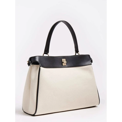 Женская сумка тоут Guess Uptown Chic Lrg Trnlck Satchel черно-белая (HWHG7301060-BLA): Пол Женский