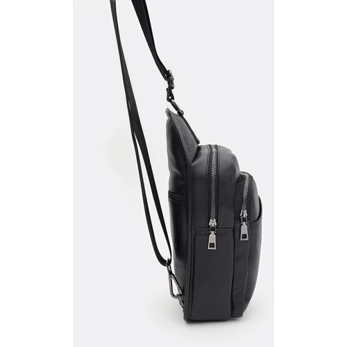 Мужская сумка-слинг Borsa Leather через плечо черная (K1a1003bl-black): Тип Сумки