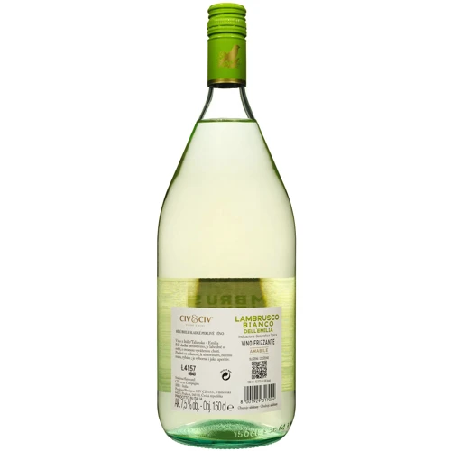 Вино напівгристе Civ&Civ Lambrusco dell'emilia Bianco Amabile біле напівсолодке 1.5 л (FSH_8001929317004): Об'єм, л 1.5