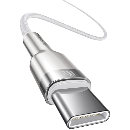 Кабель Baseus Cable USB-C to USB-C Cafule Metal 100W 1m White (CATJK-C02) фото 4