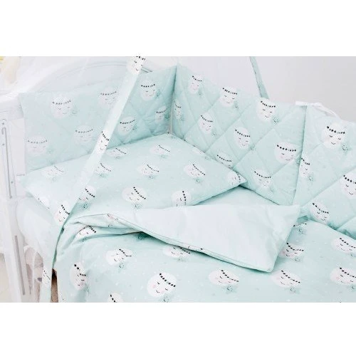 Постельный комплект 8 эл. Twins Premium Glamour 4029-TGM-014, Moon mint, мятный