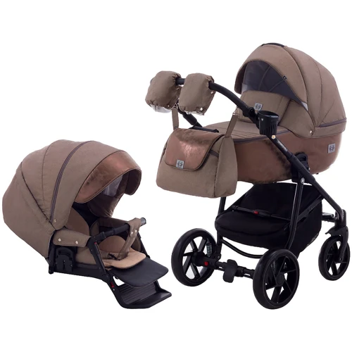 Коляска 2 в 1 Adamex Hybryd Plus BR279 капучино шкіра (мармур) - капучино (623890)