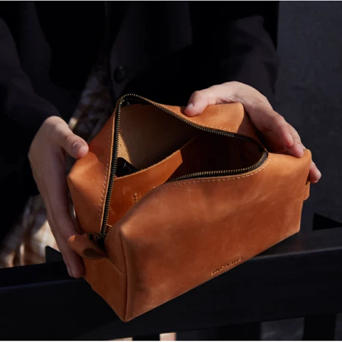 Косметичка INCARNE New Limit Никель Коньяк L 24x16x11 см фото 3
