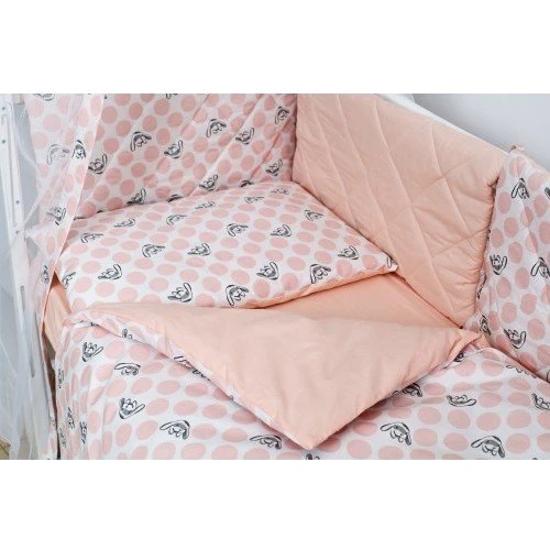 Постільний комплект 8 ел. Twins Premium Glamour 4029-TG-08G, Polka Dots / Горохи pink, рожевий