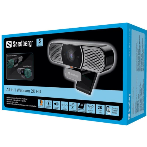 Sandberg All-In-1 Webcam 2K HD Speaker Black (134-37): Интерфейс подключения USB 2.0