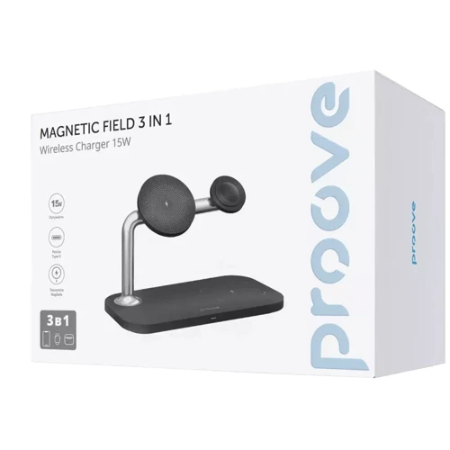Зарядний пристрій Proove Wireless Charger Magnetic Field 15W Black для iPhone 16 I 15 I 14 I 13 I 12 series, Apple Watch and Apple AirPods фото 8
