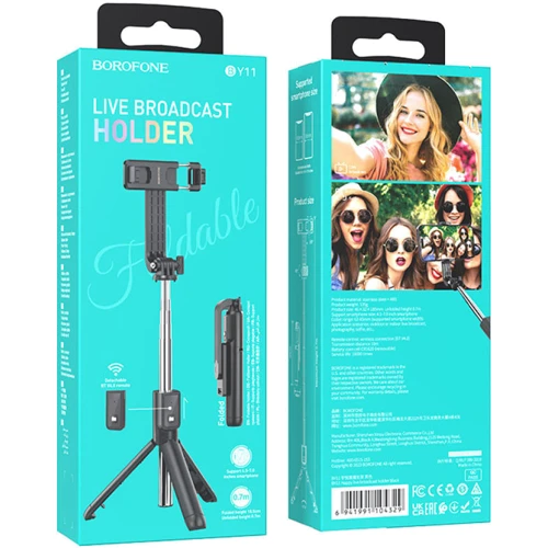 Borofone Tripod Selfie Stick BY11 Happy Black: Материал пластик, металл
