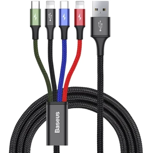 Кабель Baseus USB Cable to Micro USB/Lightningx2/Type-C Fast 4-in-1 3.5A 1.2M Black (CA1T4-A01)