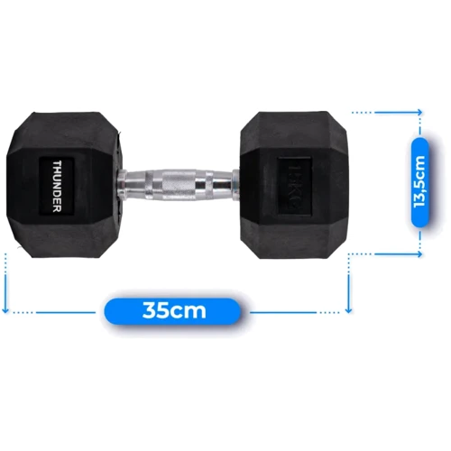 Гантель Thunder 15 кг (HEXAGONAL-DUMBBELLS-15KG): Покрытие резина