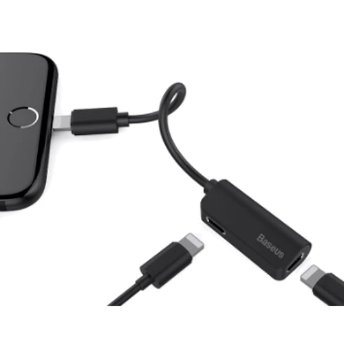 Адаптер Baseus Adapter L37 Lightning to 2xLightning Black: Цвет черный