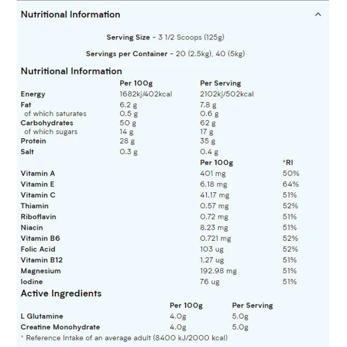 Гейнер MyProtein Extreme Gainer Blend 5000 g /40 servings/ Chocolate Smooth: Вкус Шоколад