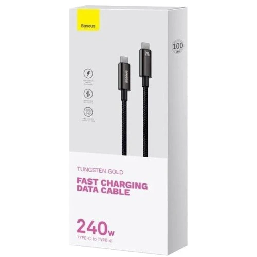 Кабель Baseus Cable USB-C to USB-C Tungsten Gold 240W 1m Black (CAWJ040001) фото 3