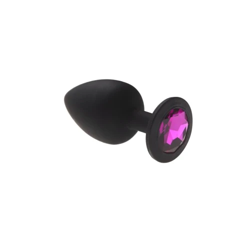 Анальная пробка CRYSTAL Black Silicone Amethyst, L
