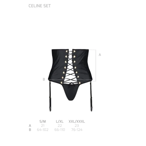 Сексуальный комплект Passion CELINE SET Corset & String black S/M