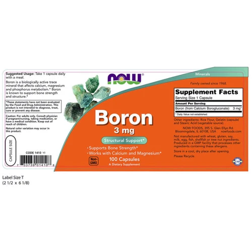 NOW Foods BORON 3 mg 100 CAPS Бор