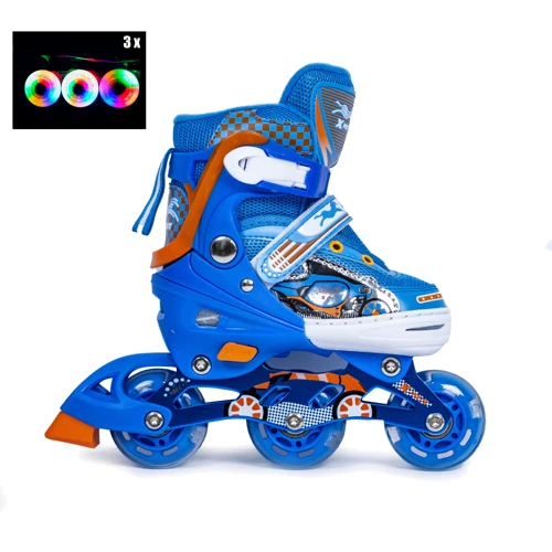 Ролики "3-wheels". Blue (размер 27-30) Все колеса светятся!
