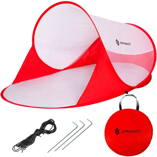 Палатка Springos Pop Up пляжная 120 x 200 см бело-красная (PT0120)