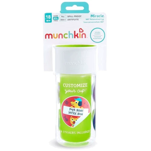 Чашка-непроливайка Munchkin Miracle 360 Insulated Sticker Салатова 266 мл (17407.03): Матеріал пластик