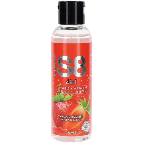 Съедобная массажная смазка Stimul8 4-in-1 Dessert Lube клубника ваниль, 125 мл