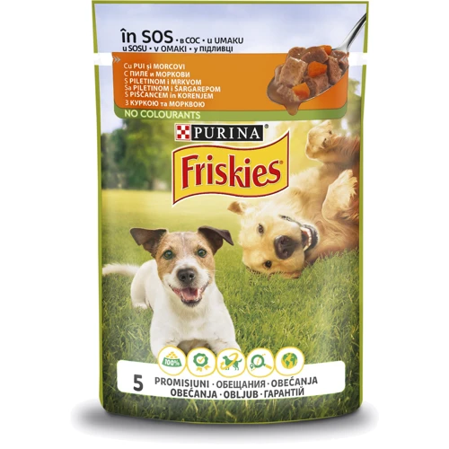 Вологий корм для собак Friskies з куркою та морквою у соусі 20х100 г (7613035800847): Клас Економ