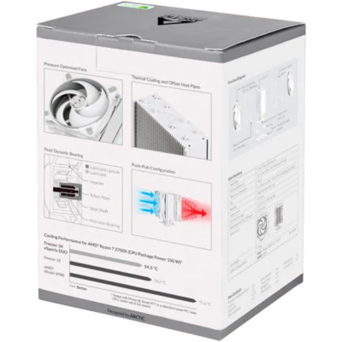 Кулер Arctic Freezer 34 eSports DUO Grey/White (ACFRE00074A): Потужність, що розсіюється, Вт 200