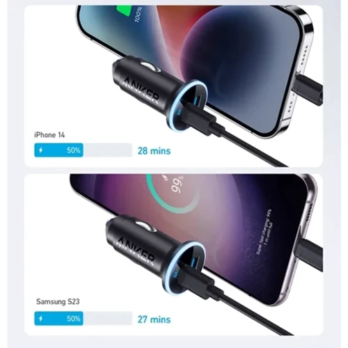 Зарядное устройство ANKER Car Charger USB+USB-C PowerDrive PD+30W+22.5W Black (A2735G11): Сила тока 2.4А и более