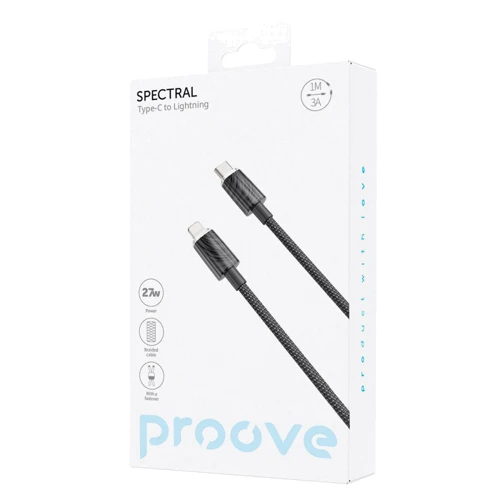 Кабель Proove Cable USB-C to Lightning Spectral 27W 1m Grey: Длина 1 м