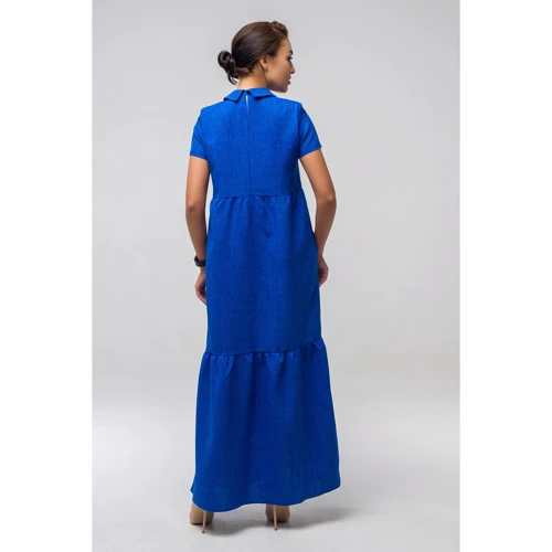 Платье FLFashion Кураж ППК 2184 48 синее повседневное длинное макси: Длина рукава Короткий