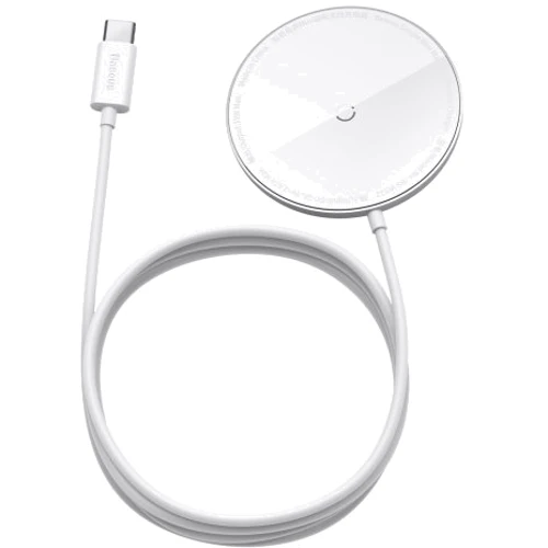 Зарядний пристрій Baseus Wireless Charger MagSafe Simple Mini 15W White (WXJK-F02) for iPhone 16 I 15 I 14 I 13 I 12 series