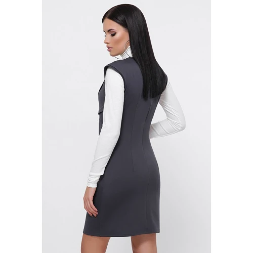Платье FashionUp PL-1804A 42 серое повседневное до середины бедра: Состав Вискоза, Полиэстер, Эластан