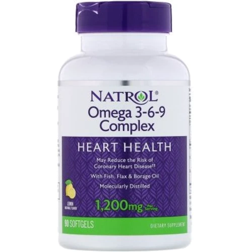 Natrol Omega 3-6-9 Complex 1,200 mg 90 Softgels Lemon Flavor Комплекс Омега 3-6-9