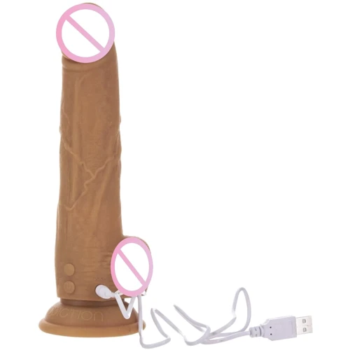 Фаллоимитатор с пульсацией Naked ADDICTION Dominic 9″ Caramel, пульт ДУ, диаметр 4,2 см