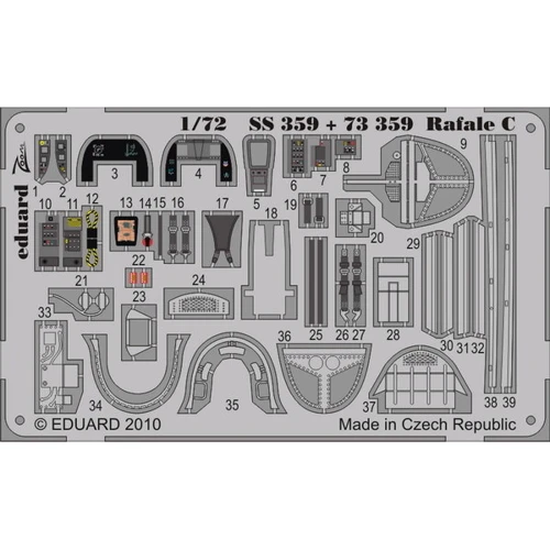 Фототравление Eduard 1/72 Рафаль C (цветная, рекомендовано для HobbyBoss) EDU-SS359