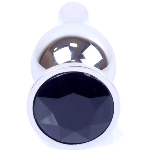 Анальная пробка с кристаллом BOSS of TOYS Boss Series - Jewellery Silver BUTT PLUG Black, BS6400074