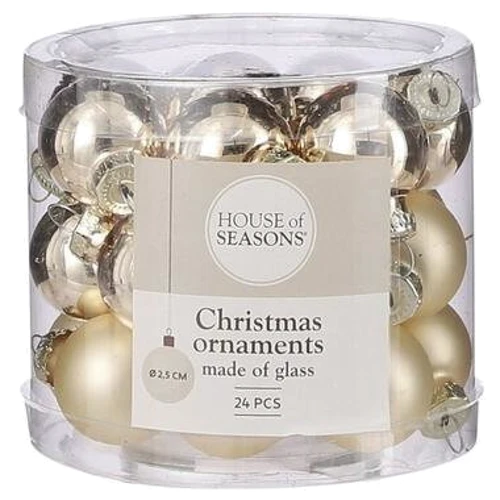 Елочные стеклянные шарики House of Seasons 24 шт 2.5 см (8718861800067)
