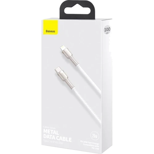 Кабель Baseus Cable USB-C to Lightning Cafule Metal PD 20W 1m White (CATLJK-A02) фото 9