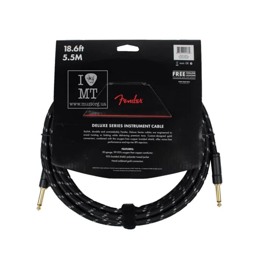 Кабель инструментальный Fender Cable Deluxe Series 18.6' Black Tweed