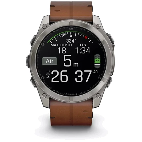 Смарт-часы Garmin Fenix 8 AMOLED 51mm Sapphire Carbon Grey DLC with Chestnut Leather Band (010-02905-40): Материал ремешка Кожа