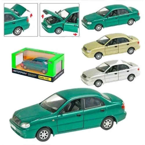 Машинка Автопром Daewoo Lanos металл 1:22 3 цвета инерционный, звук, свет (7778)