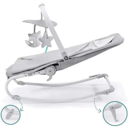 Шезлонг-гойдалка Kinderkraft Felio 2020 Stone Grey (KKBFELOGRY000N): Додаткові зручності регулируемая спинка, звуковое сопровождение, вибрация, ремни безопасности, звуковое сопровождение, в