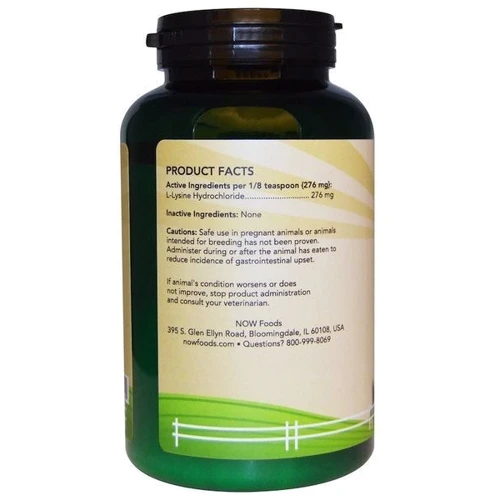 Лізин для кішок Now Foods Now Pets L-Lysine for Cats 226.8 g (NOW-04450): Вид Порошок