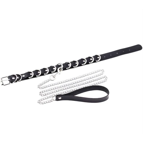 Чокер-ошейник с поводком SKN-AS08 BLACK