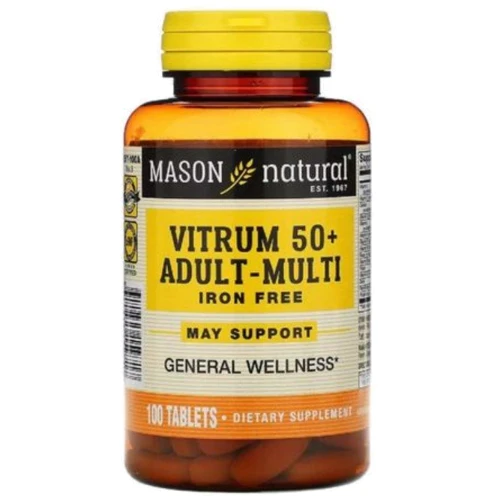 Mason Natural Vitrum 50+ Adult-Multi Iron Free Мультивитамины 50+ без железа 100 таблеток