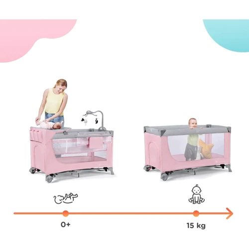 Ліжко-манеж з пеленатором Kinderkraft Leody Pink (KCLEOD00PNK00AC) фото 12