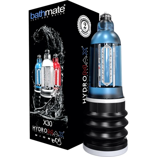 Гидропомпа для увеличения члена Bathmate - Hydromax X30 Wide Boy, 22x6 см, голубой