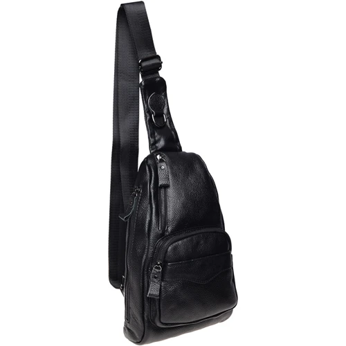 Чоловіча сумка-слінг Borsa Leather чорна (K1029-black): Матеріал Натуральна шкіра